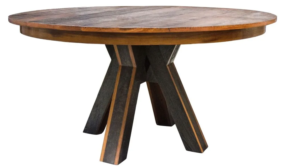 Casa Padrino Esstisch Dunkelbraun / Schwarz Ø 150 x H. 77 cm - Luxus Esszimmermöbel Garantierte Lieferung