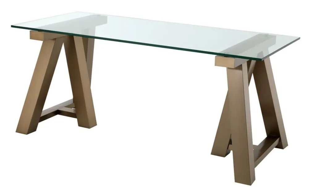 Casa Padrino Luxus Schreibtisch Messing 180 x 80 x H. 78 cm - Luxus Büromöbel Günstig