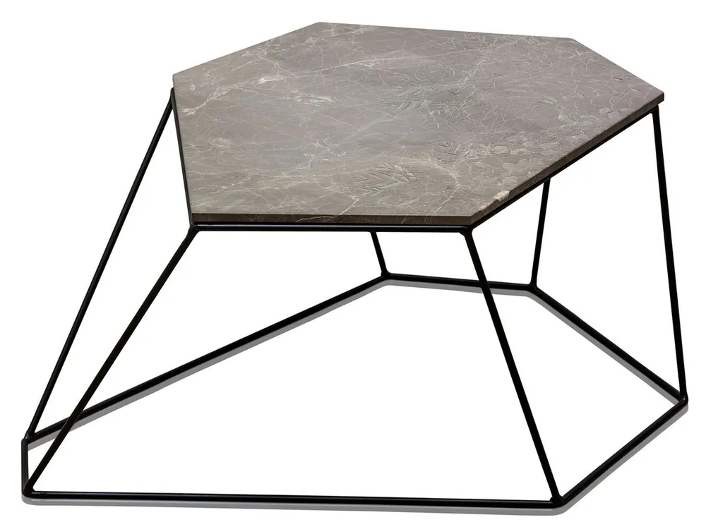 Neue Ware Casa Padrino Designer Couchtisch Grau mit Muster / Schwarz 75 x 58 x H. 35 cm - Luxus Wohnzimmertisch mit Marmorplatte