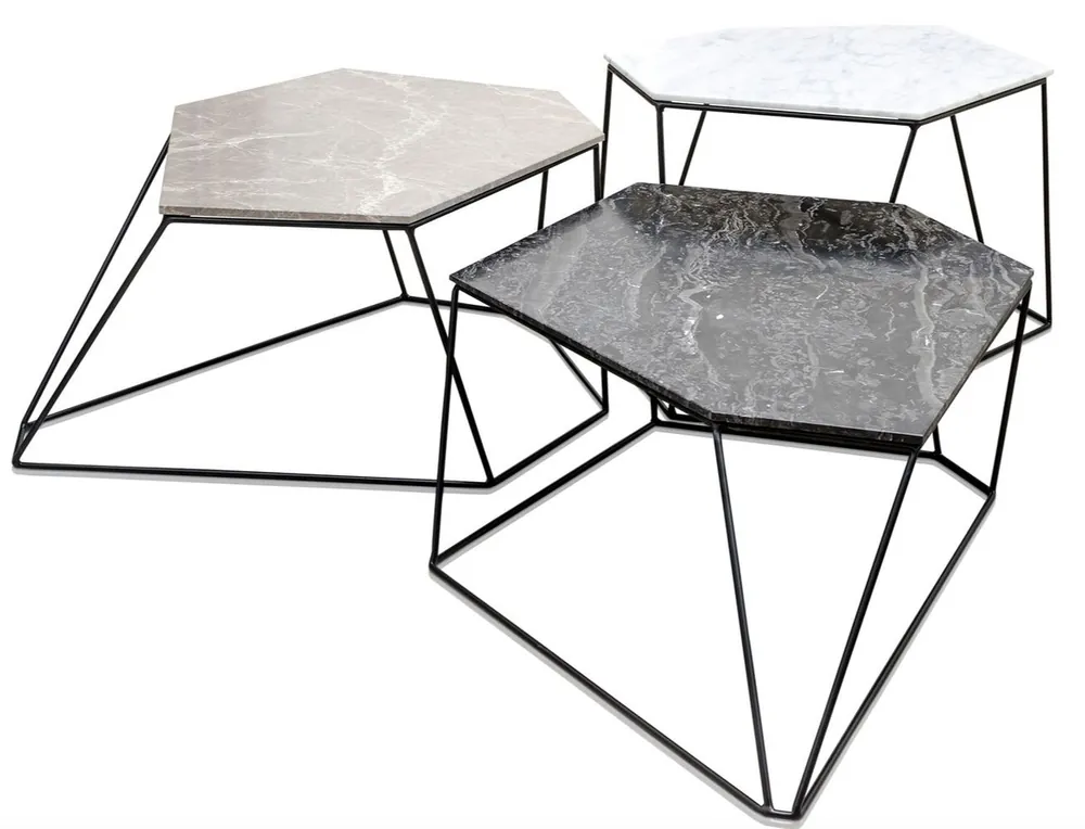 Casa Padrino Designer Couchtisch Set Weiß / Grau / Schwarz - Luxus Wohnzimmermöbel Abverkauf