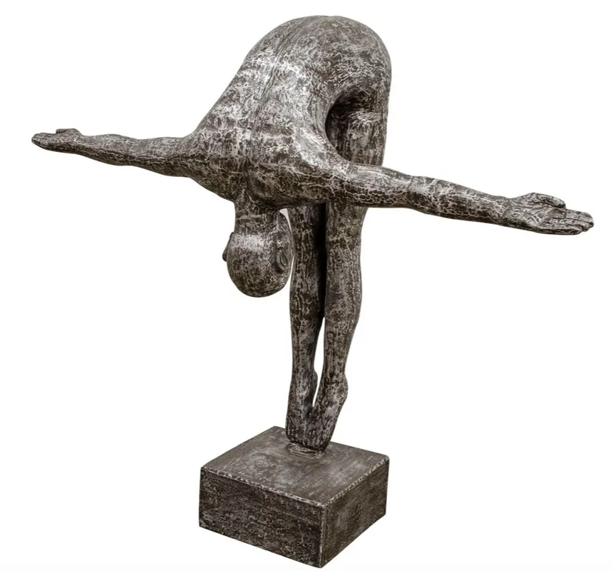 Mega-Angebot Casa Padrino Kunstspringer Skulptur Silber / Schwarz 157 x 54 x H. 135 cm - Luxus Deko Turmspringer Figur