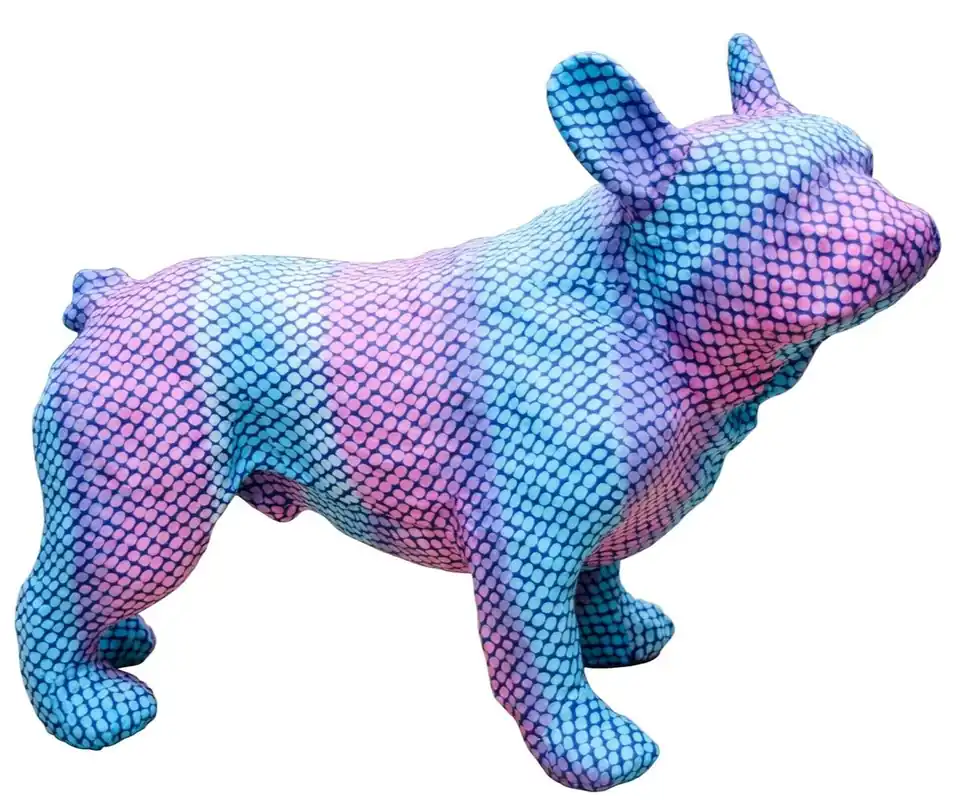 Casa Padrino Deko Bulldogge Blau / Lila 48 x 22 x H. 35 cm - Luxus Wohnzimmer Accessoires Mega-Angebot