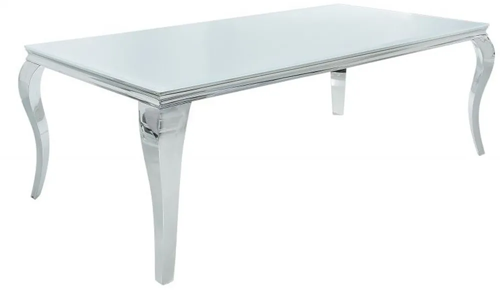 Casa Padrino Designer Esstisch 180 cm Weiss / Silber - Modern Barock Mega-Angebot