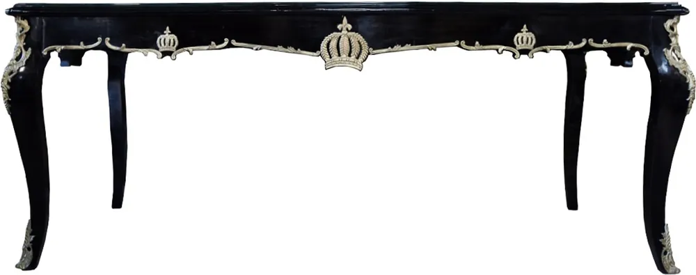 Pompöös by Casa Padrino Barock Esstisch mit Glasplatte Schwarz / Gold - Pompööser Barock Esstisch designed by Harald Glööckler Top-Angebot