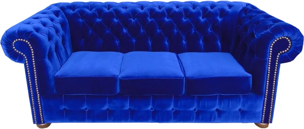 Casa Padrino Chesterfield 3er Sofa in Royalblau 200 x 90 x H. 78 cm - Luxus Qualität Finale Aktion