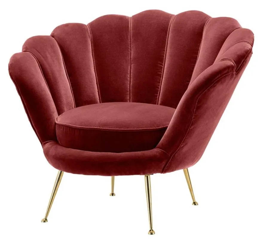 Casa Padrino Luxus Sessel Weinrot / Messing 96,5 x 79 x H. 78 cm - Designer Hotel Möbel Wochenendangebot
