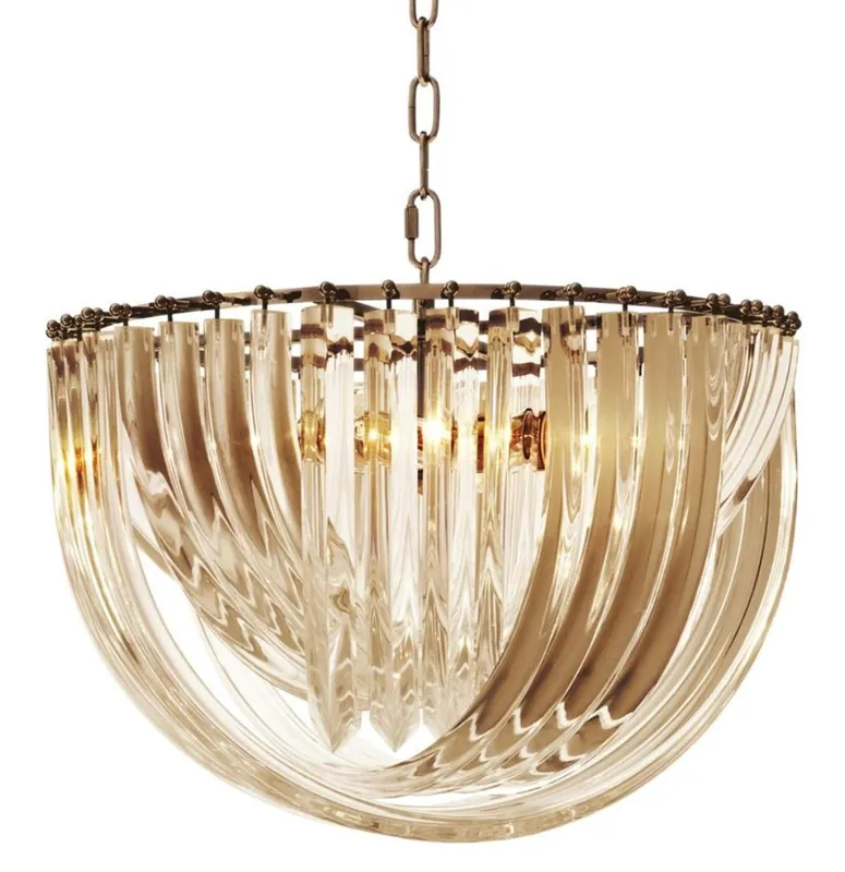 Neu Casa Padrino Luxus Kronleuchter Champagnerfarben / Antik Messing Ø 50 x H. 33 cm - Luxus Kollektion
