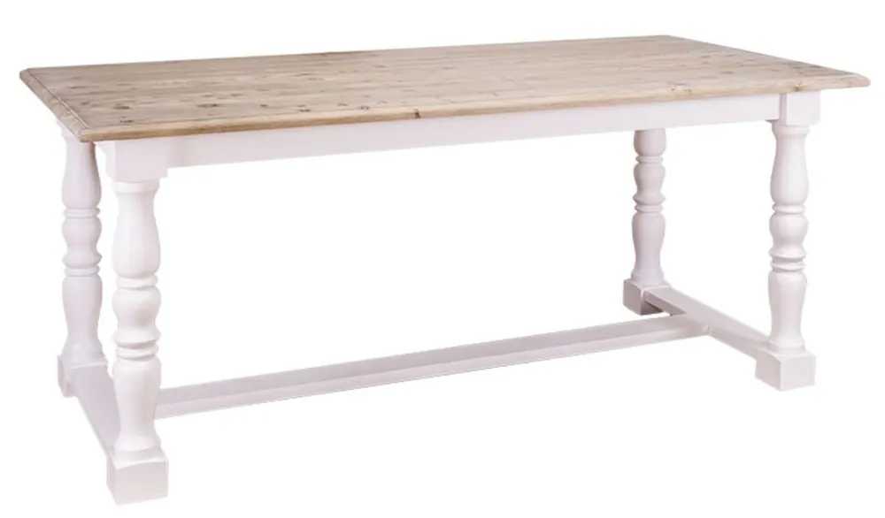 Casa Padrino Landhausstil Esstisch Naturfarben / Weiß 180 x 90 x H. 78 cm - Landhausstil Esszimmermöbel Sofort Bestellen