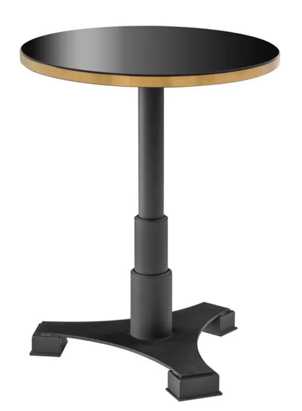 Casa Padrino Luxus Esstisch Schwarz / Messing Ø 60 x H. 75,5 cm - Luxus Esszimmermöbel Abverkauf