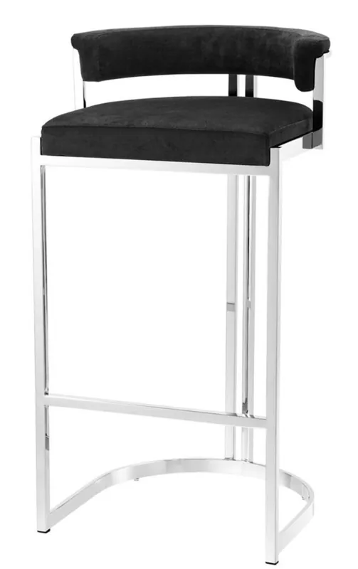 Neue Kollektion Casa Padrino Luxus Barstuhl Schwarz / Silber 48,5 x 46,5 x H. 90 cm - Luxus Möbel