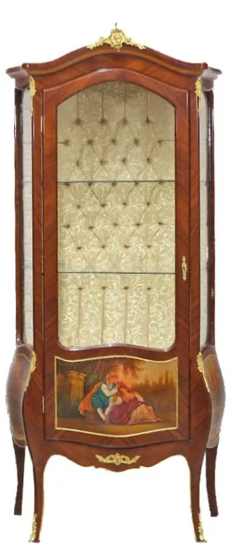 Casa Padrino Barock Vitrine Model Mahagoni Braun / Gold H 190 cm, B 85 cm - Vitrinenschrank - Wohnzimmerschrank Top-Seller