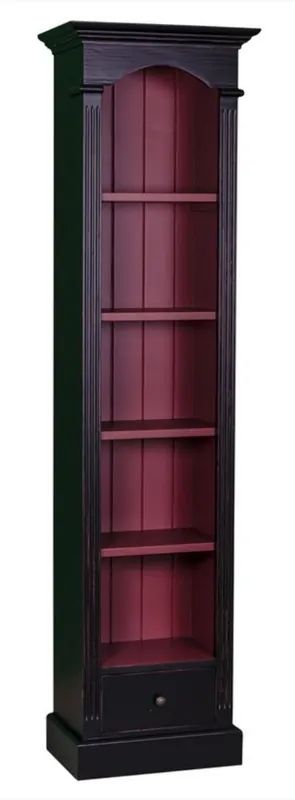 Casa Padrino Landhausstil Regalschrank Antik Schwarz / Brombeerfarben 50 x 33 x H. 190 cm - Landhausstil Kollektion Bestseller
