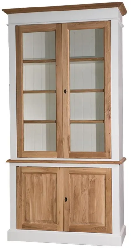 Highlight Casa Padrino Landhausstil Wohnzimmerschrank Weiß / Naturfarben 119 x 48 x H. 228 cm - Landhausstil Wohnzimmermöbel