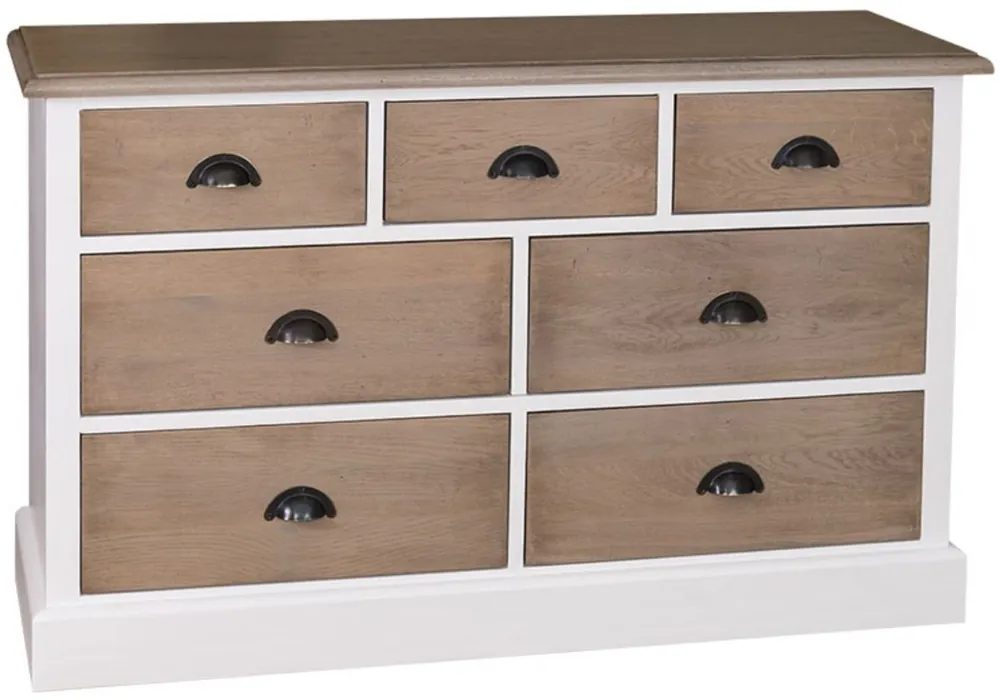 Sichere Zahlung Casa Padrino Landhausstil Sideboard Weiß / Naturfarben 122 x 38 x H. 75 cm - Möbel im Landhausstil