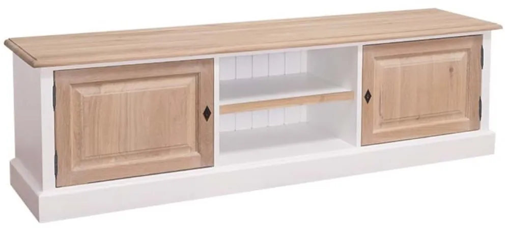 Nur Heute Casa Padrino Landhausstil Fernsehschrank Weiß / Naturfarben 180 x 46 x H. 56 cm - TV Sideboard im Landhausstil