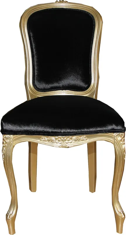 Casa Padrino Luxus Barock Esszimmer Stuhl Gold / Schwarz Mod2 - Luxus Qualität - Hotel Möbel Neu
