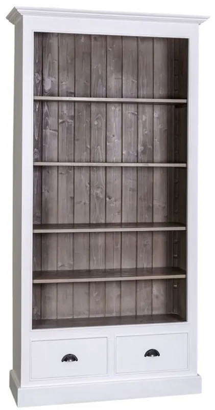 Neue Kollektion Casa Padrino Landhausstil Bücherschrank Weiß / Braun 109 x 39 x H. 210 cm - Wohnzimmermöbel im Landhausstil