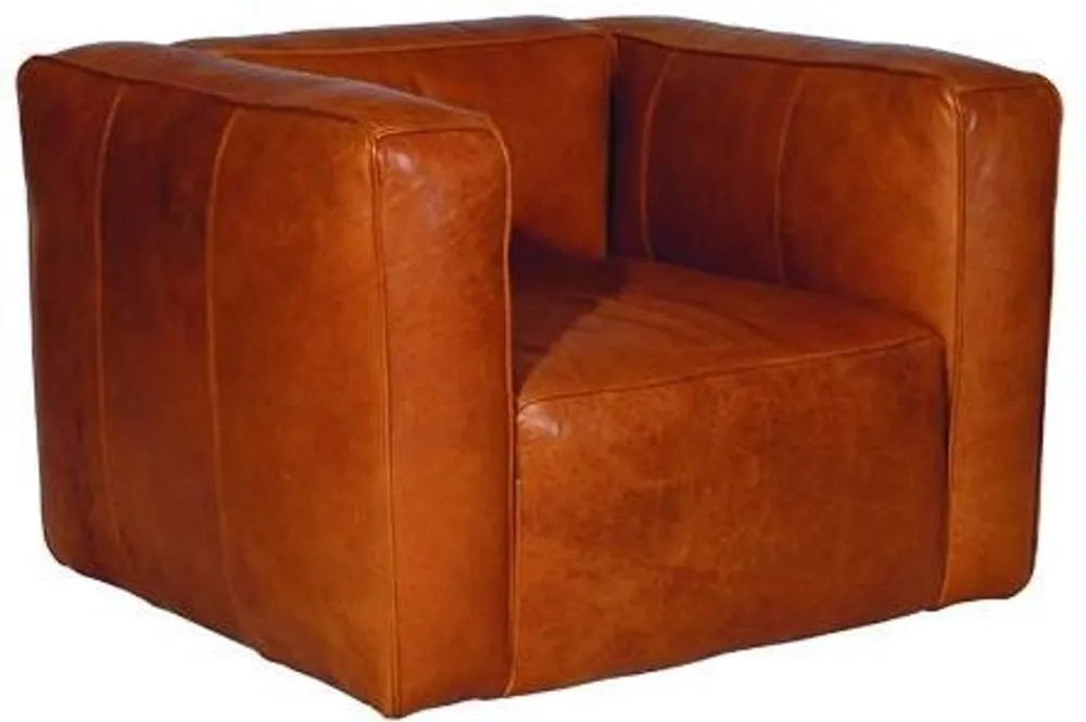 Preiswert Casa Padrino Echtleder Wohnzimmer Sessel Hellbraun 124 x 110 x H. 67 cm - Luxus Wohnzimmermöbel