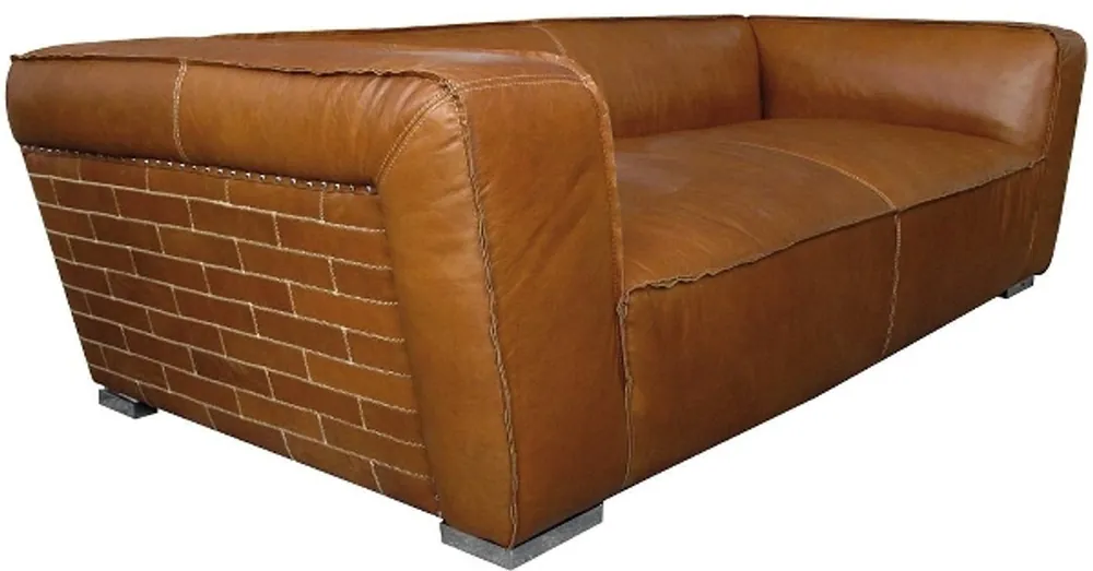 Echt Casa Padrino Luxus Sofa Columbia Braun 228 x 112 x H. 67 cm - Echtleder Möbel