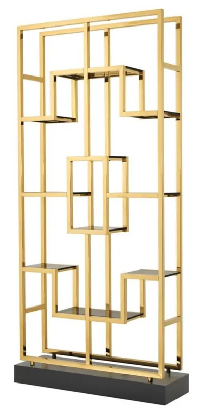 Neue Kollektion Casa Padrino Luxus Wohnzimmer Regalschrank Gold / Schwarz 108 x 29 x H. 240 cm - Luxus Möbel