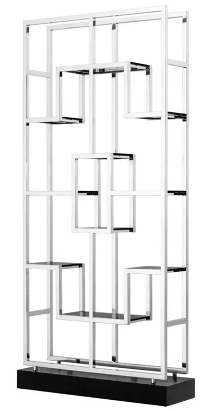 Rabatt Casa Padrino Luxus Wohnzimmer Regalschrank Silber / Schwarz 108 x 29 x H. 240 cm - Luxus Möbel
