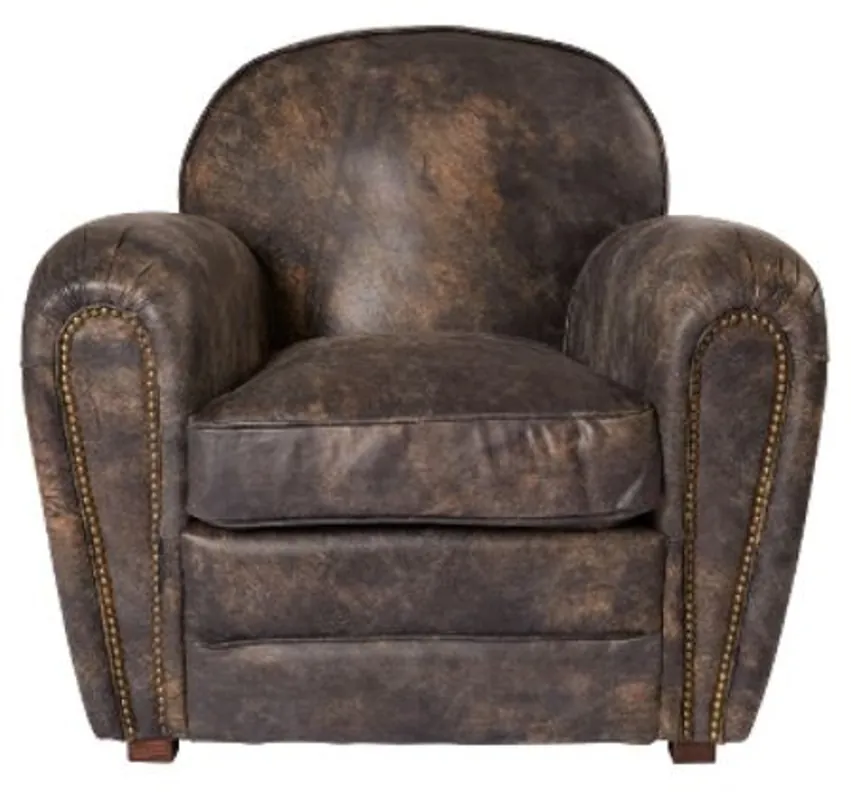 Casa Padrino Luxus Echtleder Sessel Vintage Dunkelbraun 88 x 76 x H. 88 cm - Luxus Kollektion Neue Ware