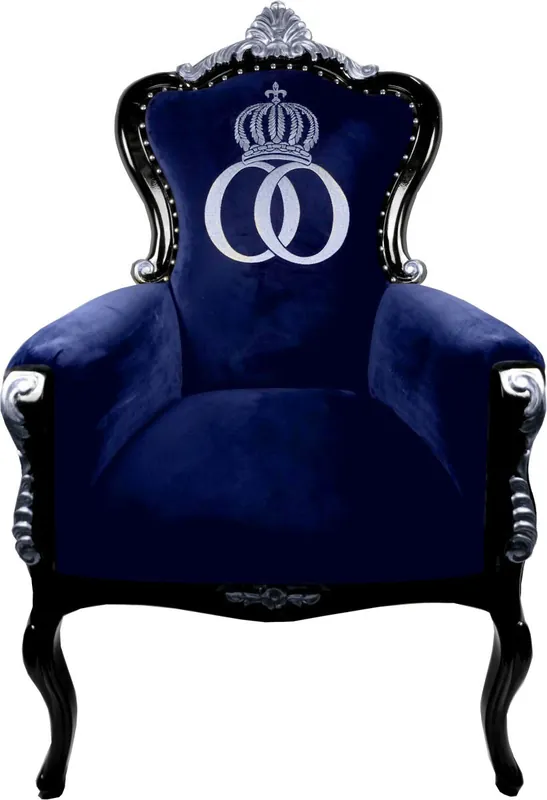 Top-Preis Pompöös by Casa Padrino Luxus Barock Sessel Bergere Blau / Schwarz / Silber - Pompööser Barock Sessel designed by Harald Glööckler