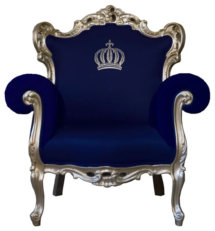 Pompöös by Casa Padrino Luxus Barock Sessel Blau / Gold - Pompööser Barock Sessel designed by Harald Glööckler Jetzt Bestellen