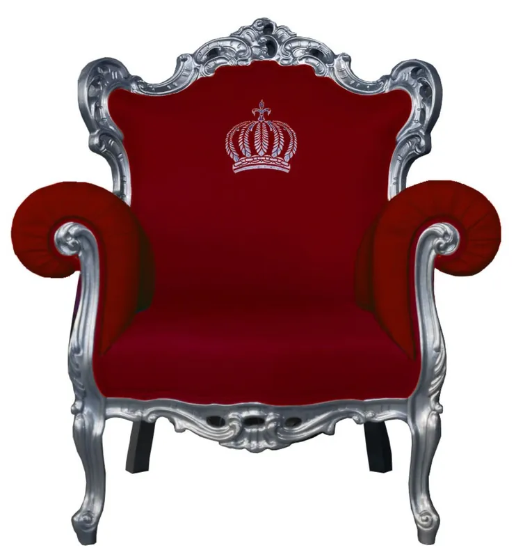 Pompöös by Casa Padrino Luxus Barock Sessel Rot / Silber - Pompööser Barock Sessel designed by Harald Glööckler Ausverkauf