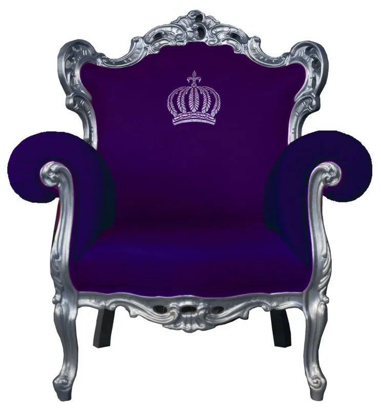 Neu Im Sortiment Pompöös by Casa Padrino Luxus Barock Sessel Lila / Silber - Pompööser Barock Sessel designed by Harald Glööckler