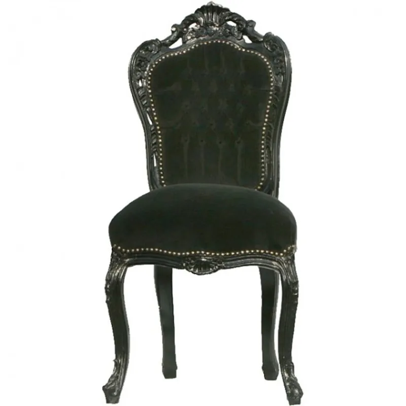 Casa Padrino Barock Esszimmer Stuhl Schwarz / Schwarz - Möbel Barockstil Super-Preis