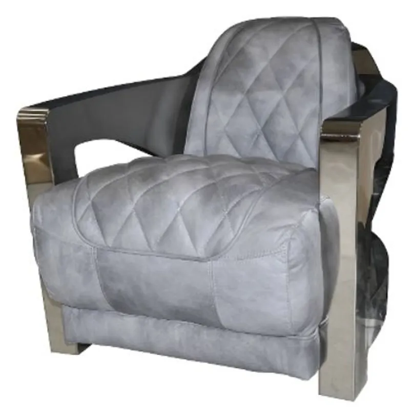 Ausverkauf Casa Padrino Echtleder Club Sessel Grau / Silber 75 x 89 x H. 70 cm - Luxus Qualität