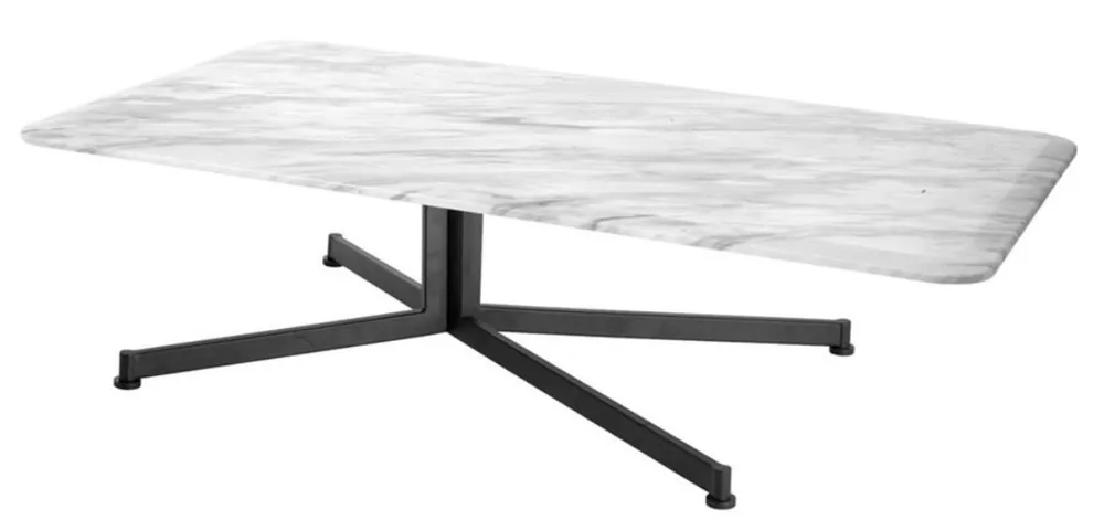 Casa Padrino Luxus Couchtisch Weiß / Schwarz 140 x 80 x H. 39 cm - Wohnzimmermöbel Mega-Angebot