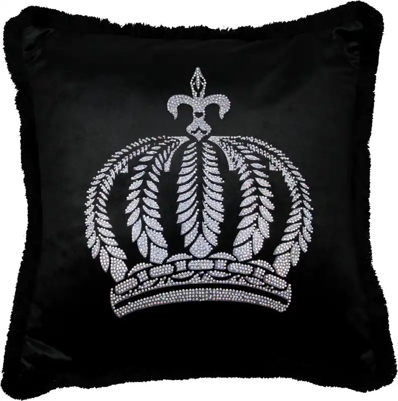Harald Glööckler Luxus Deko Kissen Pompöös by Casa Padrino Schwarz / Silber Krone mit Strass Steinen - Glööckler Kissen AAA Meistverkauft