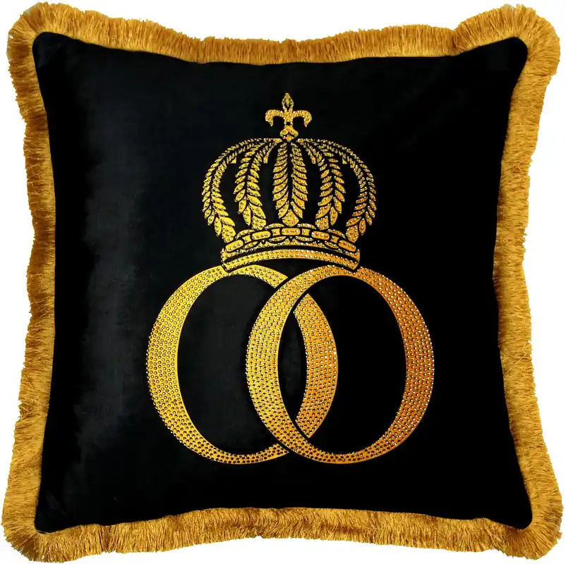 Direkt Vom Hersteller Harald Glööckler Kissen Pompöös by Casa Padrino Schwarz / Gold Krone Deluxe mit Strass Steinen - Glööckler Luxus Barock Kissen