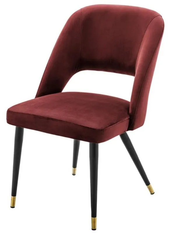 Casa Padrino Luxus Esszimmerstuhl Bordeauxrot / Schwarz 52 x 58 x H. 85 cm - Luxus Esszimmermöbel Preisknaller