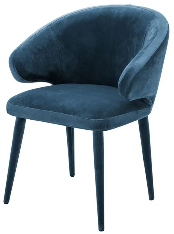 Casa Padrino Designer Esszimmerstuhl Blau 62 x 55 x H. 79 cm - Luxus Möbel Markenware