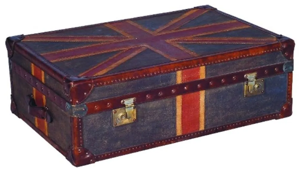 Casa Padrino Luxus Truhe Union Jack 90 x 60 x H. 30 cm - Wohnzimmer Couchtisch in Kofferoptik Super-Preis