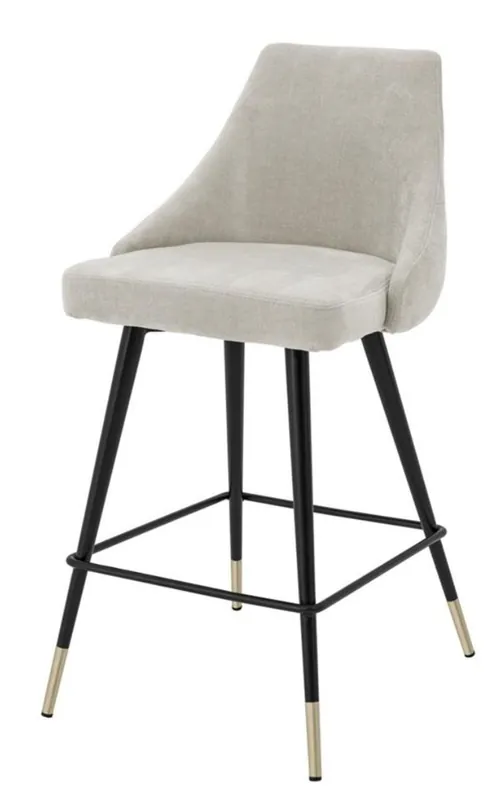 Casa Padrino Luxus Barstuhl Sandfarben / Schwarz 47 x 52 x H. 91 cm - Luxus Barmöbel Preisreduziert
