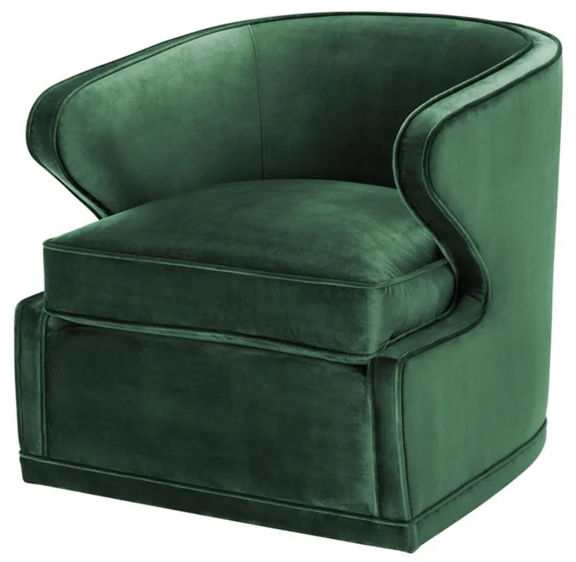 Casa Padrino Wohnzimmer Sessel / Drehsessel Grün 75 x 80 x H. 73 cm - Luxus Wohnzimmermöbel Super-Preis