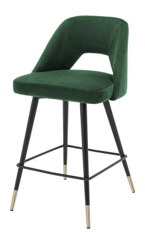 Abverkauf Casa Padrino Luxus Barstuhl Grün / Schwarz 50 x 50 x H. 90 cm - Luxus Barhocker mit Rückenlehne