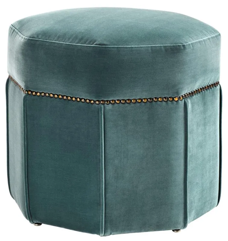 Casa Padrino Luxus Hocker Dunkeltürkis / Antik Messing 46 x 46 x H. 44 cm - Luxus Sitzhocker Schneller Versand