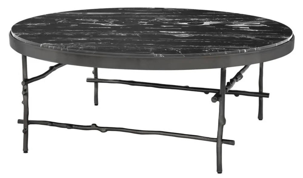Bestpreis Casa Padrino Luxus Couchtisch Bronze / Schwarz Ø 100 x H. 39 cm - Luxus Möbel