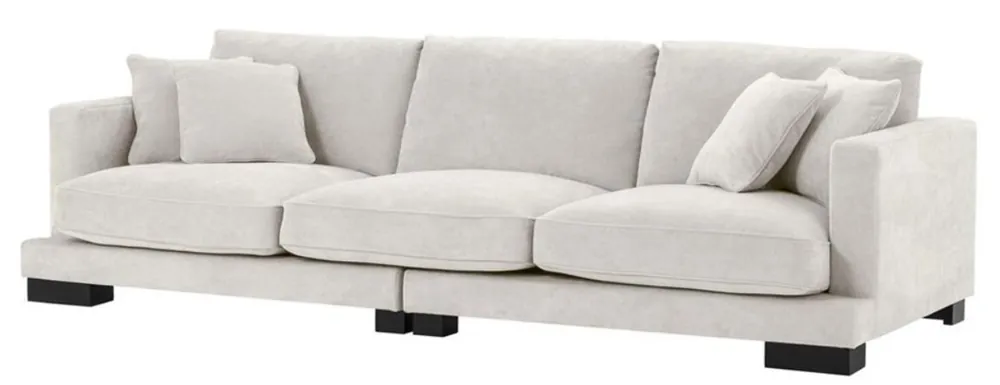 Casa Padrino Luxus Wohnzimmer Sofa Sandfarben / Schwarz 284 x 110 x H. 85 cm - Luxus Kollektion Abverkauf