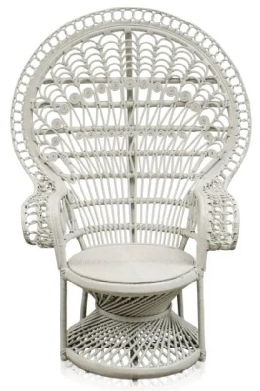 Meistverkauft Casa Padrino Luxus Rattan Sessel Weiß 114 x 80 x H. 150 cm - Vintage Möbel