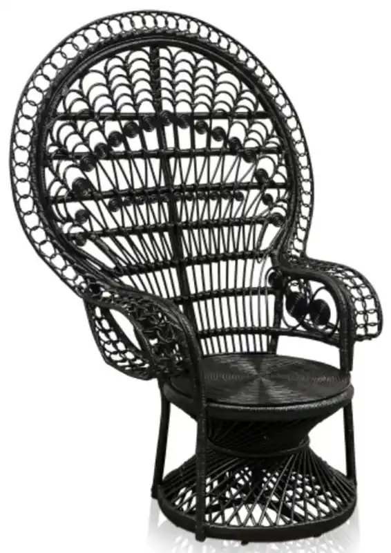 Casa Padrino Luxus Rattan Sessel Schwarz 114 x 80 x H. 150 cm - Vintage Möbel Mega-Angebot