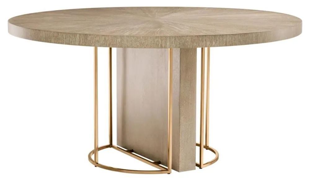 Casa Padrino Luxus Esstisch Braun / Messing Ø 150 x H. 75 cm - Luxus Qualität Neu Im Sortiment