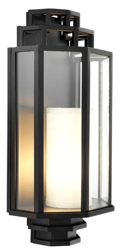Casa Padrino Luxus Wandlampe Schwarz 24 x 15 x H. 48,5 cm - Hotel & Restaurant Wandleuchte Sonderangebot