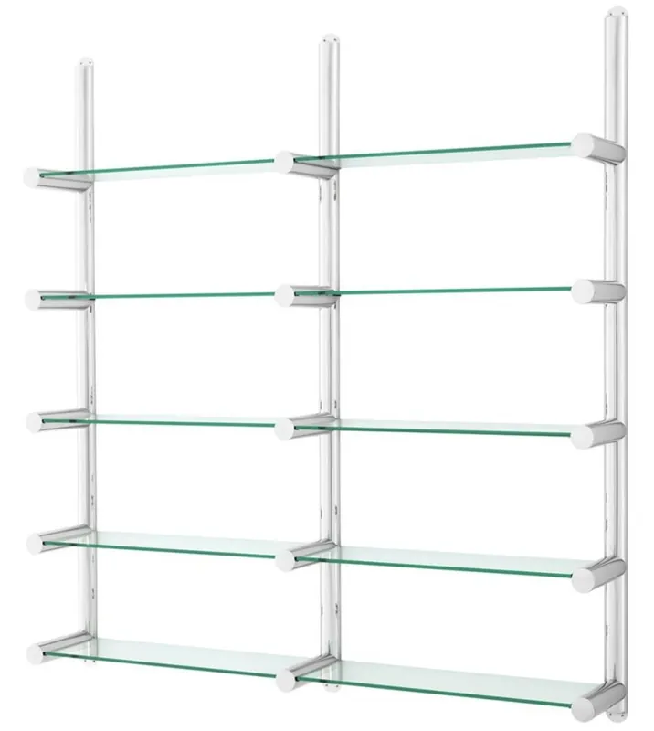 Top-Preis Casa Padrino Wohnzimmer Wandregal / Bücherregal Silber 211,5 x 33 x H. 228 cm - Luxus Möbel
