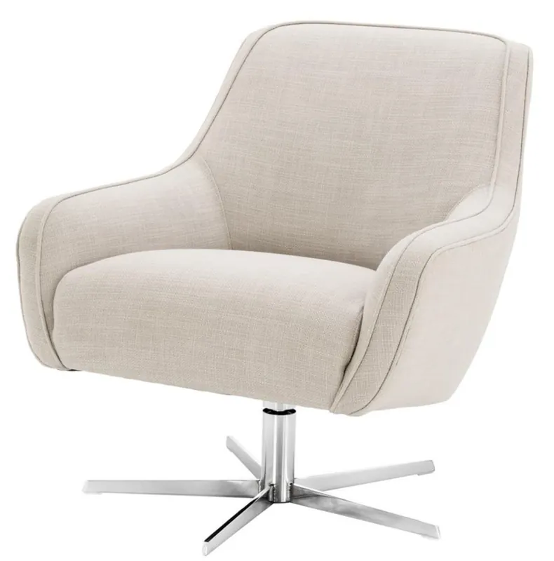 Saisonangebot Casa Padrino Drehsessel Naturfarben / Silber 76 x 80 x H. 82 cm - Luxus Möbel